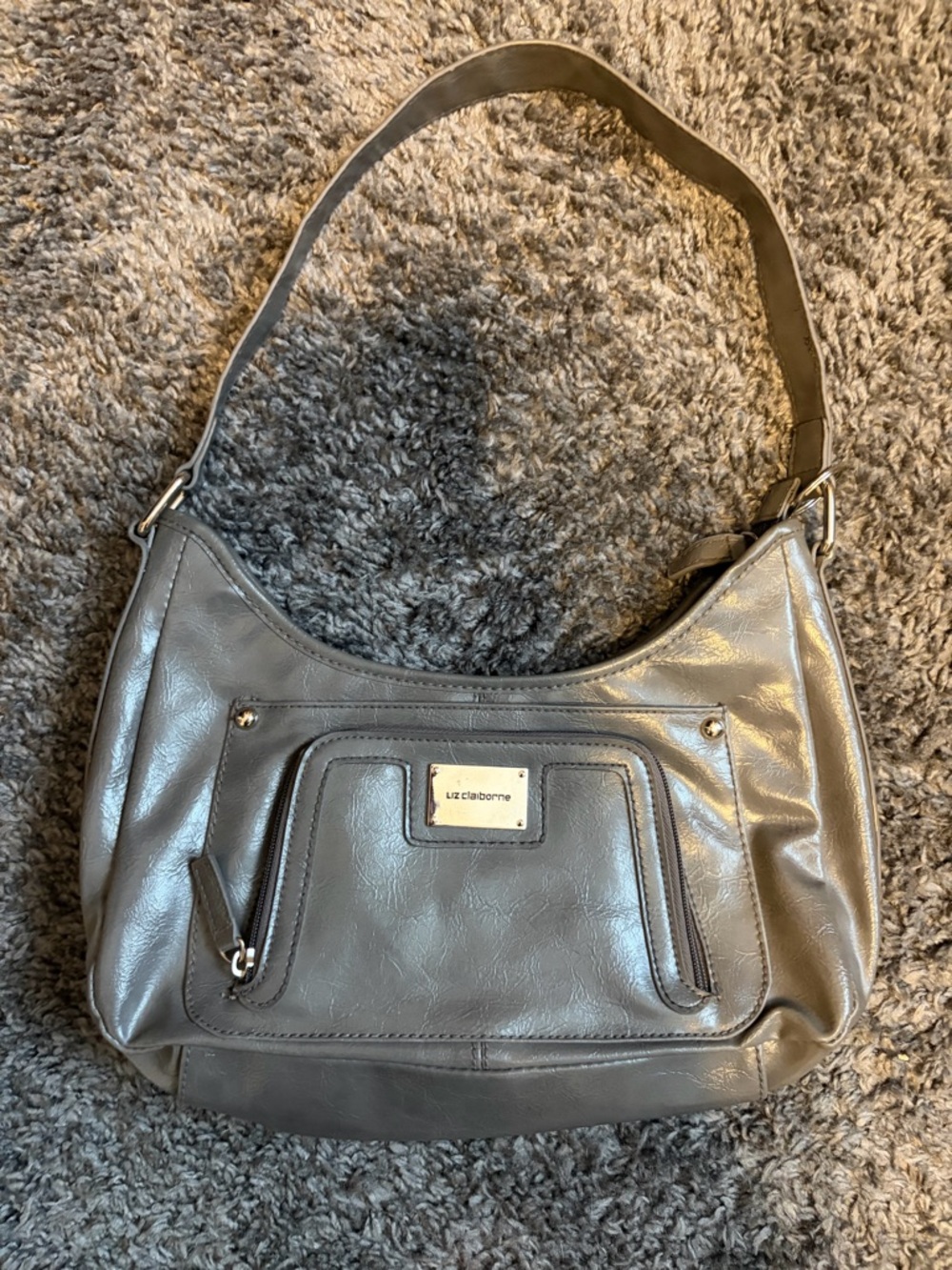 Liz Claiborne Metallic Gray Shoulder Hobo Bag